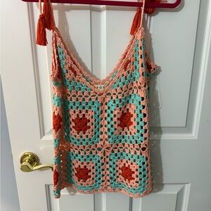 POL Colorful Crochet Tank Top